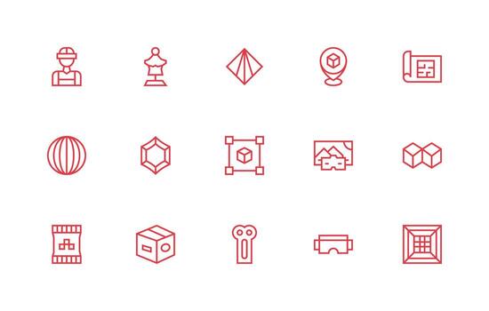 15 Regular Line Style Icons from 3D Collection Professional Icon Set vector