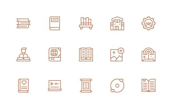 15 Icons for Library in Regular Line Format Essential Icon Set for Teams vector