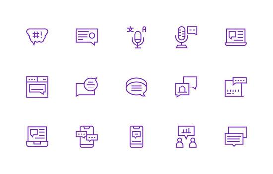 15 Regular Line Designs for Dialog Icons Basic Icon Series vector