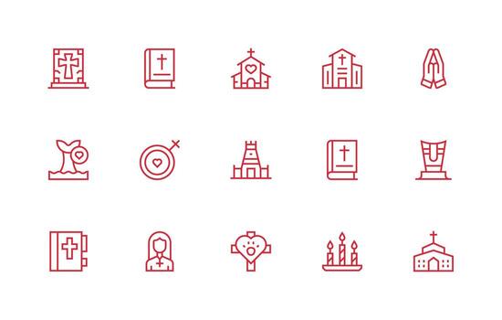 Regular Line Icons from Devotion Set with 15 Vectors Simple Icon Pack