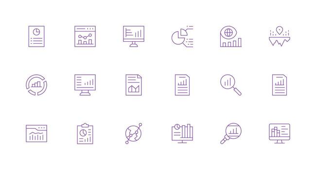 Trends Set with 18 Minimal Line Icons Sharp Icons for Presentations vector