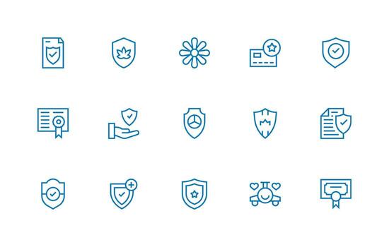 15 íconos para de confianza en regular línea formato diseño Listo icono conjunto para equipos vector