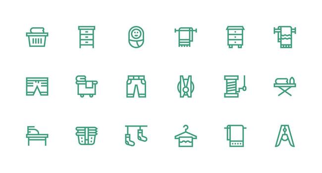 Strong Stroke Line Icons from Linen Set with 18 Vectors Design Ready Icon Set for Teams