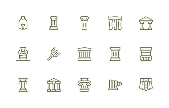 Roman Visual Pack containing 15 Regular Line Icons Quick Access Icons for UI Development vector