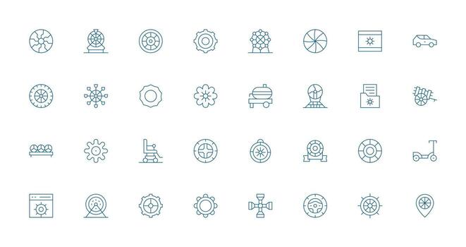 32 Thin Line Icons for Wheel Graphics Dashboard Icon Series vector