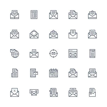 Medium Stroke Outline Icons from Newsletter Set with 25 Vectors Icon Collection Set