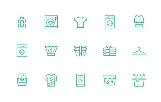 15 Regular Line Vectors for Laundry Theme Dashboard Icon Series