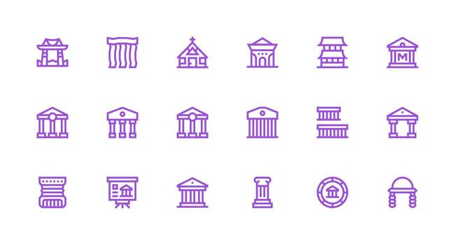 18 fuerte carrera línea estilo íconos desde templo colección lleno icono biblioteca para ui diseñadores vector