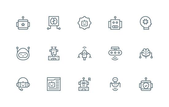 15 Regular Line Vectors for Ai Theme UI Icon Set