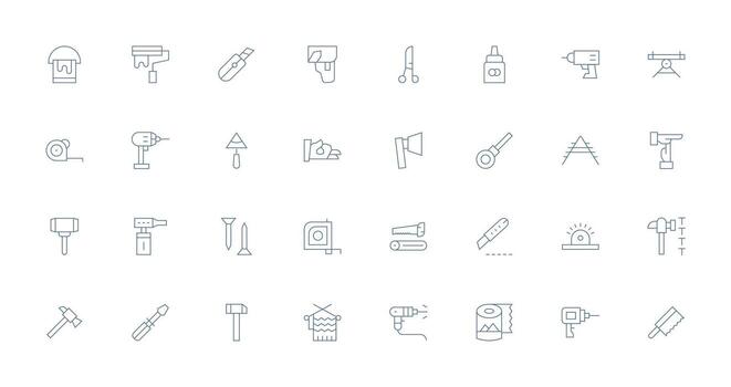 Diy Design Icons featuring 32 in Thin Line Style Interface Icons for Daily Use vector