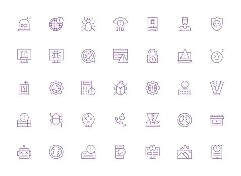 35 Light Line Vectors for Malfunction Theme Clean Icon Collection for Web Use