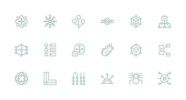 18 Minimal Line Icons for Node Graphics Complete Icon Bundle for Web Design vector