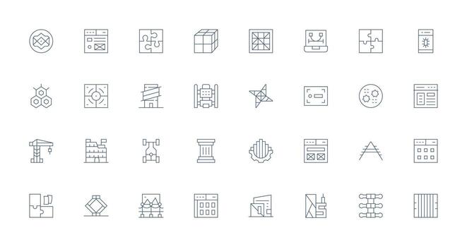 Framework including 32 Thin Line Illustrations Clean Icon Set Icon Pack for UI Projects vector