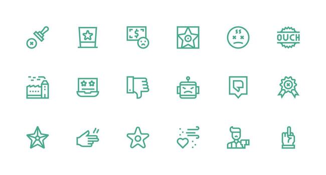 Strong Stroke Line Style Bad Icons with 18 Vectors Icons Built for Visual Consistency Pack