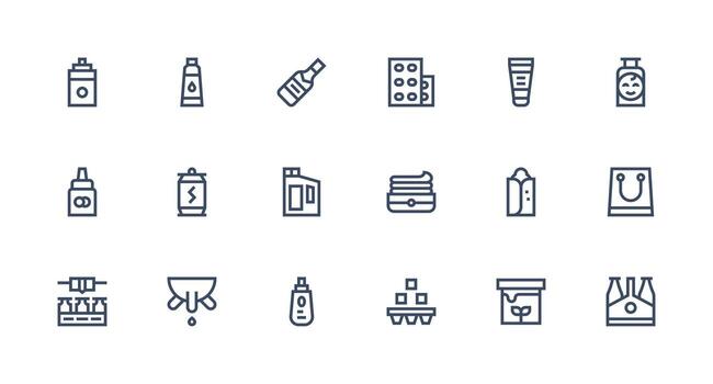 18 Icons for Packaging in Strong Stroke Line Format Icon Set for Web vector