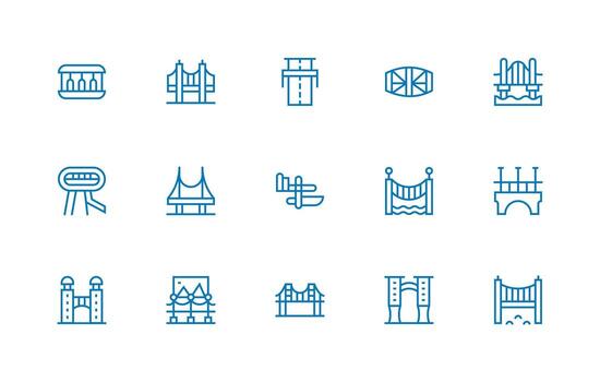 15 Bridge Icons in Regular Line Aesthetic Icon Pack for UI vector