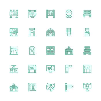 público visual paquete conteniendo 25 medio carrera contorno íconos núcleo icono colección para diario Tareas vector