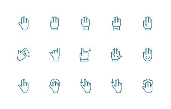 toque icono conjunto con 15 regular línea gráficos icono conjunto para web vector