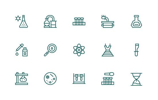 15 Icons for Research Lab in Regular Line Format Icon Pack for UI vector