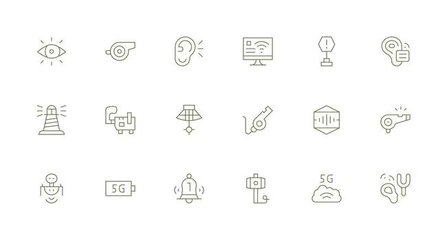 Minimal Line Style Signal Icons with 18 Vectors Simplified Icon Pack for Visual Tools
