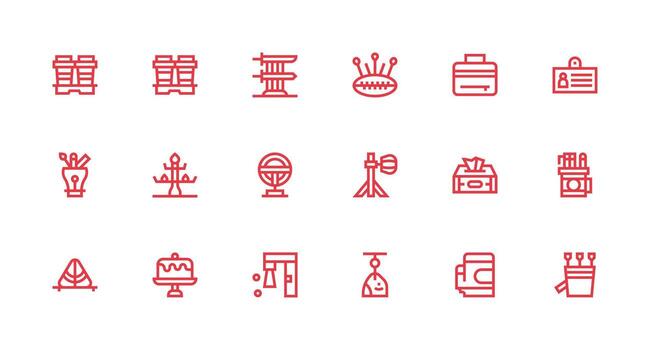 Holder Icon Set with 18 Strong Stroke Line Graphics UI Icon Set vector