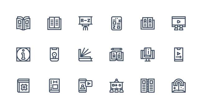Tutorial Design Icons featuring 18 in Strong Stroke Line Style Customizable Icon Series for Mobile Screens vector