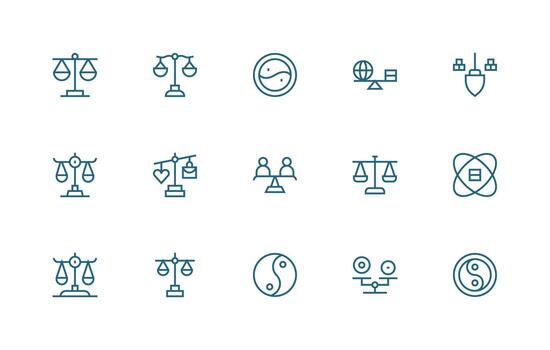 15 Regular Line Icons for Equilibrium Graphics UI Icon Set vector