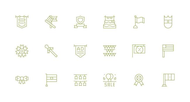 Banner Visual Pack containing 18 Minimal Line Icons Well-Structured Icons for Creative Use vector