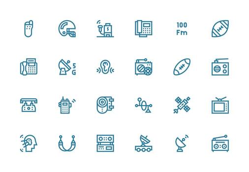 receptor icono conjunto con 24 grueso línea línea gráficos detallado icono colección para diseño sistemas vector