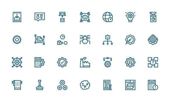 Process Icon Set with 28 Bold Line Graphics Organized Icon Pack for Quick Access vector