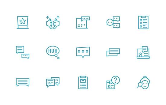 15 Icons for Feedback Form in Regular Line Format Simple Icons for Interface and Wireframes vector
