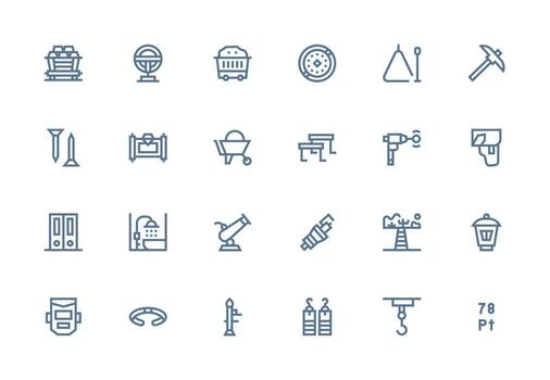24 Thick Line Line Style Icons from Metal Collection User Interface Icons for Digital Products vector