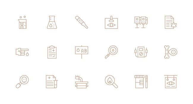 Testing Design Icons featuring 18 in Minimal Line Style All Device Compatible Icon Set vector