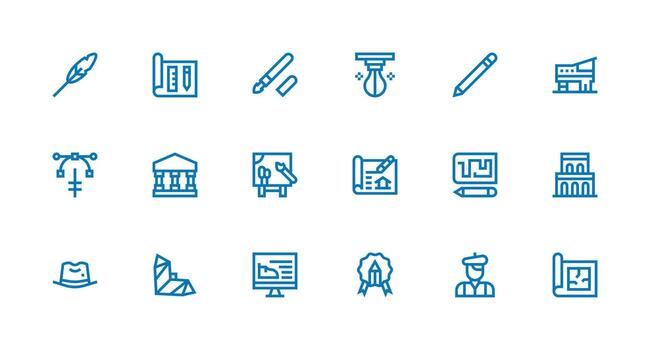 Sketch Icon Set with 18 Strong Stroke Line Graphics Design Ready Icon Set for Teams vector