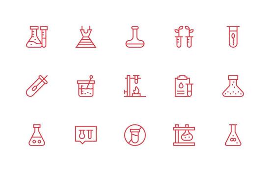 15 regular línea íconos para prueba tubo gráficos icono paquete para ui vector