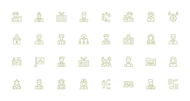 Staff Set with 32 Thin Line Icons Sharp Icons for Presentations vector
