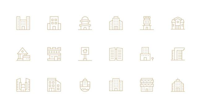 18 Minimal Line Icons for Realestate Graphics Neatly Designed Icons for Web Platforms vector