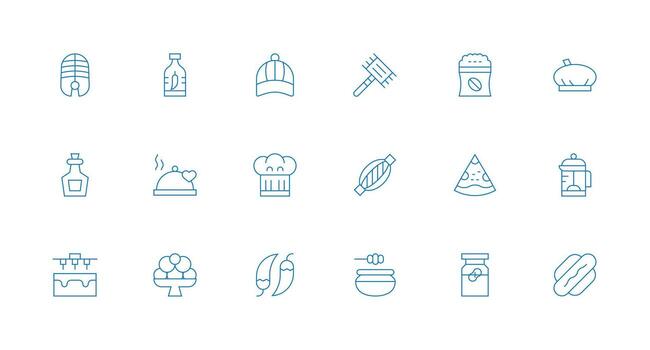 18 Icons for Gourmet in Minimal Line Format Scalable Icons for All Themes vector
