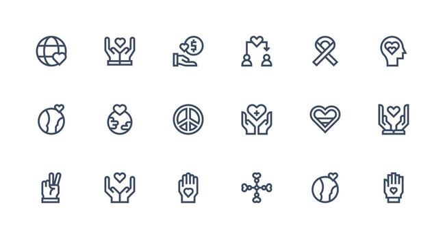 Empathy Set with 18 Strong Stroke Line Icons Complete Icon Bundle for Web Design vector