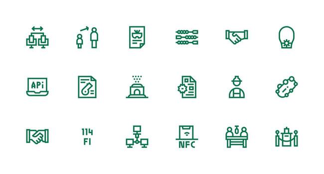 18 protocolo íconos en fuerte carrera línea estético de múltiples fines icono conjunto vector