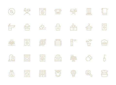 35 ligero línea estilo íconos desde limpiar colección limpiar icono conjunto icono paquete para ui proyectos vector