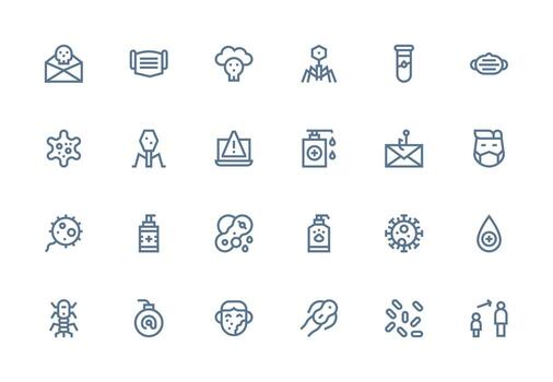 24 Icons for Virus in Thick Line Line Format Essential Icons for Rapid UI Building vector