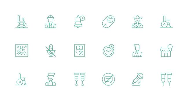 Disabled Icon Collection with 18 Minimal Line Designs Scalable Icons for Cross-Platform Interfaces vector