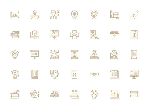 35 regular limpiar línea íconos para conocimiento gráficos ordenado icono conjunto vector