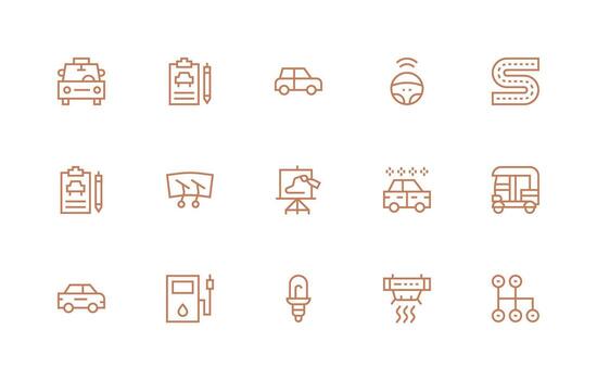 Auto Visual Pack containing 15 Regular Line Icons Versatile Icon Collection for Designers vector