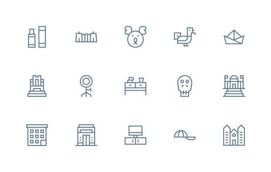 Flat Icon Collection with 15 Regular Line Designs Reusable Icon Set vector