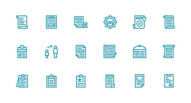 Guidelines Visual Pack containing 18 Strong Stroke Line Icons Layout Icon Collection vector