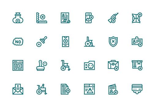 Invalid Design Icons featuring 24 in Thick Line Line Style Neat Icon Set vector