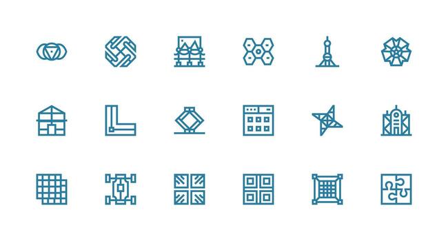 Strong Stroke Line Icons from Framework Set with 18 Vectors Design Icon Pack