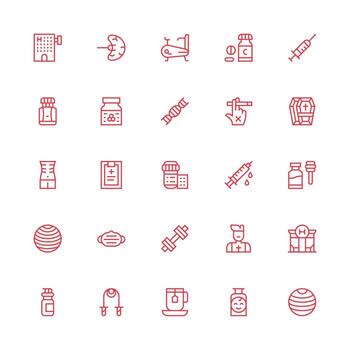 Medium Stroke Outline Icons from Health Set with 25 Vectors Essential Icons for Rapid UI Building